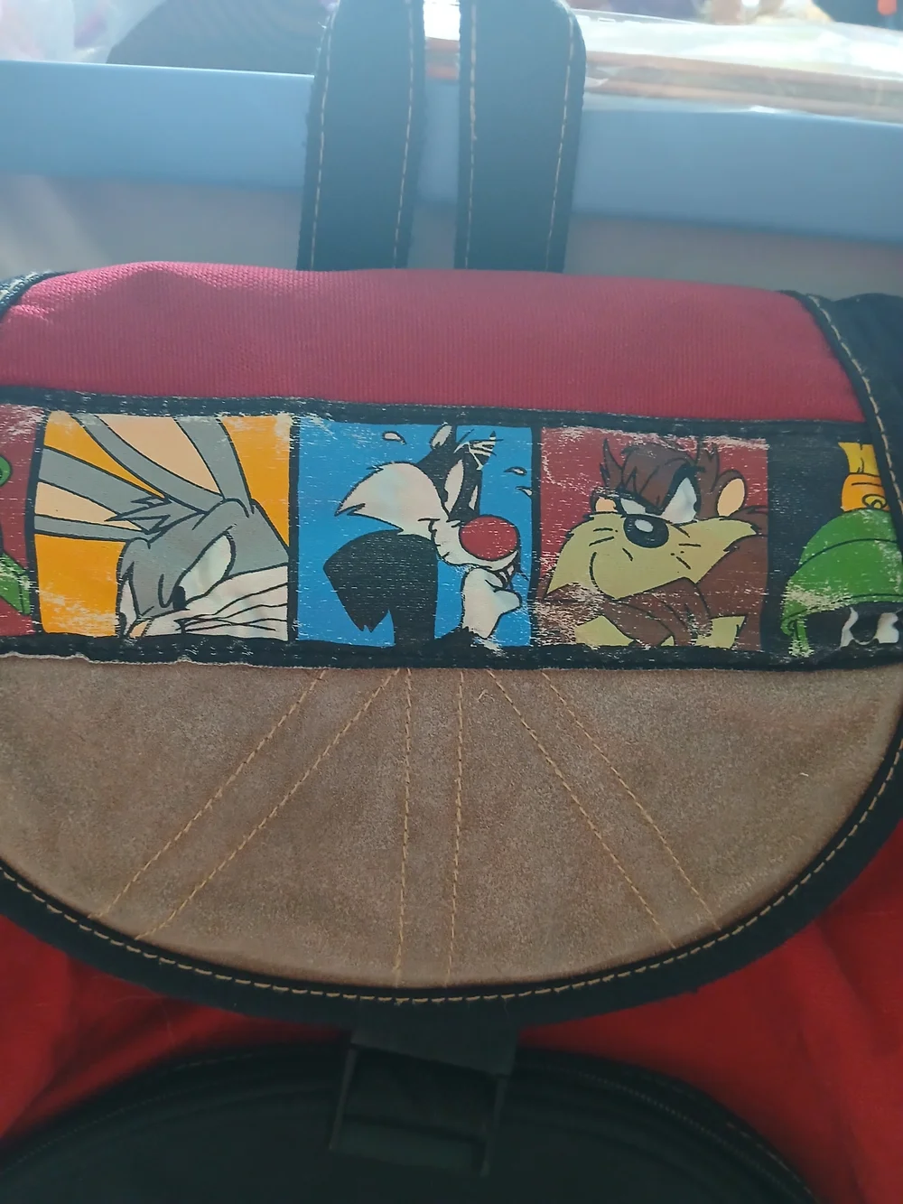 Vintage Looney Tunes Large Canvas Backpack Red/Black